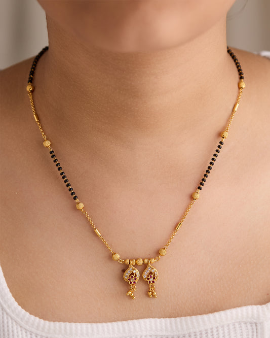 Gold Micro Plated Daily Wear Diamond Managalsutra For Women