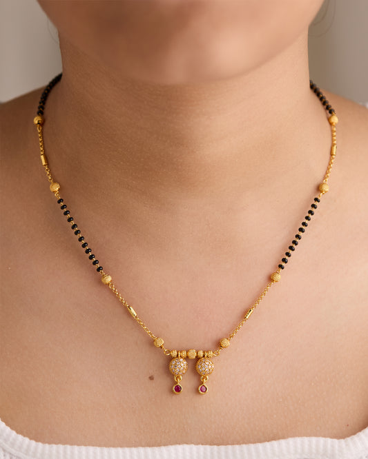Gold Micro Plated Daily Wear Diamond Managalsutra For Women