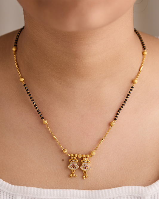 Gold Micro Plated Daily Wear Diamond Managalsutra For Women