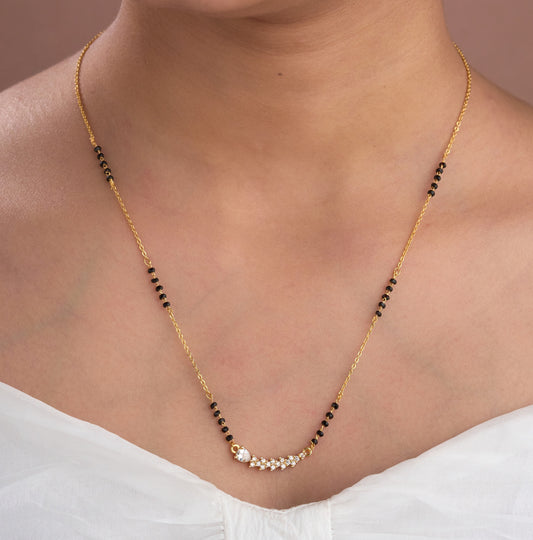 Gold Micro Plated Dialy Wear Diamond Mangalsutra For Women