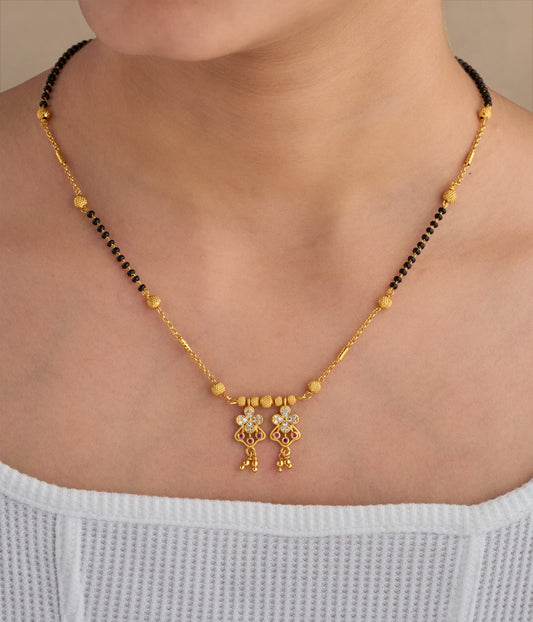 Gold Micro Plated Daily Wear Diamond Mangalsutra For Women