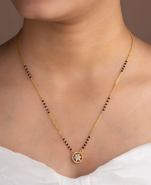 Gold Micro Plated Daily Wear Diamond Mangalsutra For Women