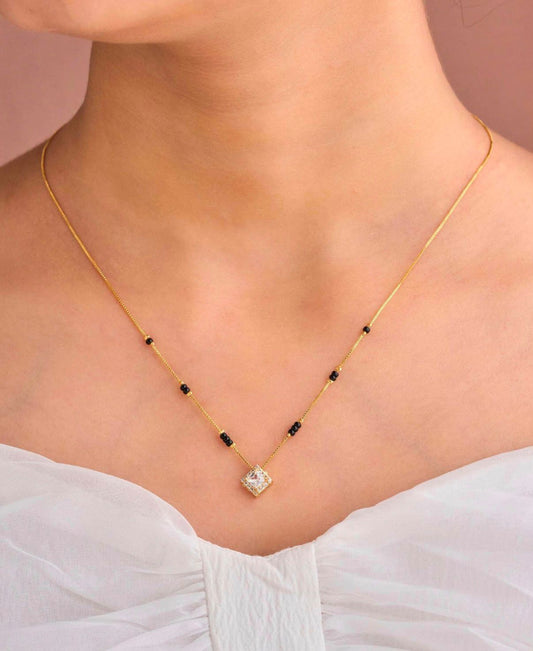 Gold Micro Plated Daily Wear Diamond Mangalsutra For Women