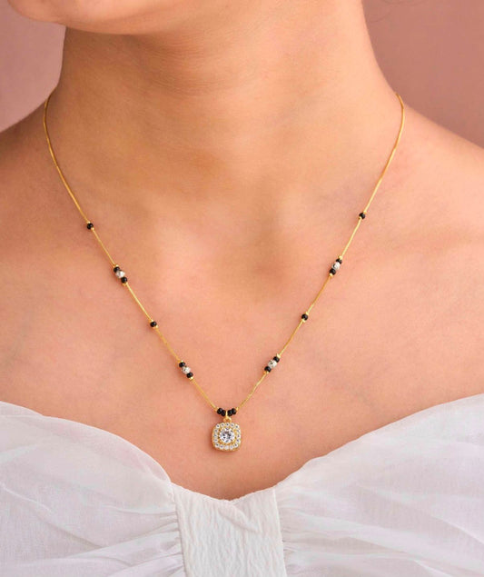 Gold Micro Plated Daily Wear Diamond Mangalsutra For Women