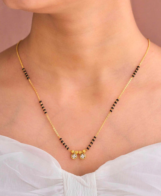 Gold Micro Plated Daily Wear Diamond Mangalsutra For Women