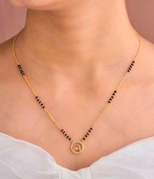 Gold Micro Plated Daily Wear Diamond Mangalsutra For Women
