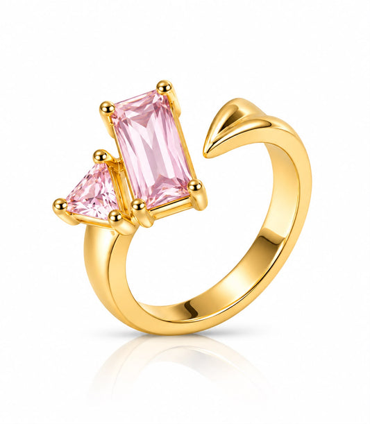 Pink Crystal 18K Gold Plated Women's Ring
