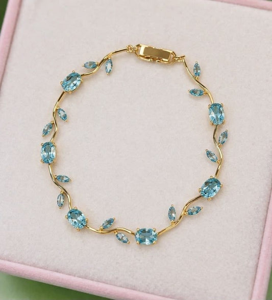 Elegant Ruby & Emerald Leaf Design Bracelet for Women