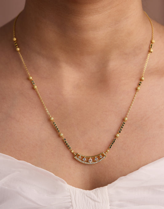 Gold Micro Plated daily Wear Diamond Managalsutra For Women