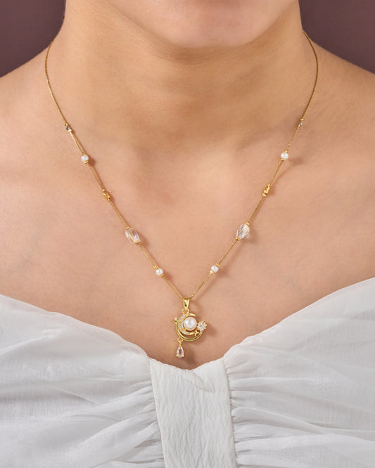 Gold Elegant Designer Traditional Brass necklace For Women