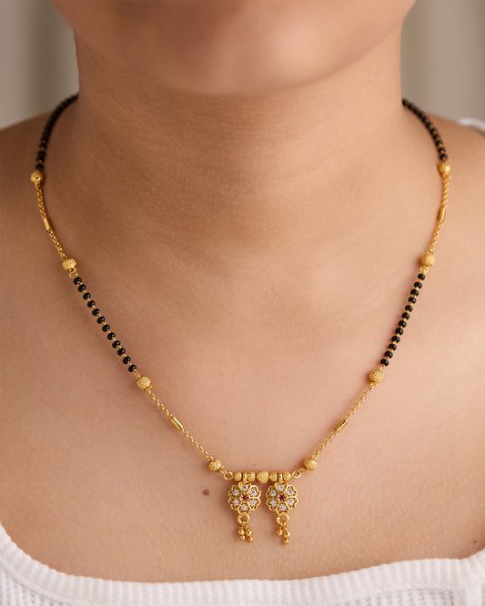 Gold Micro Plated Daily Wear Diamond Managalsutra For Women