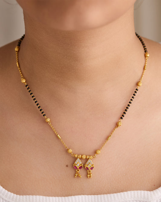 Gold Micro Plated Daily Wear Diamond Managalsutra For Women