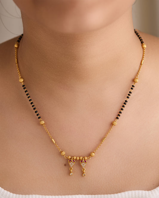 Gold Micro Plated Daily Wear Diamond Managalsutra For Women