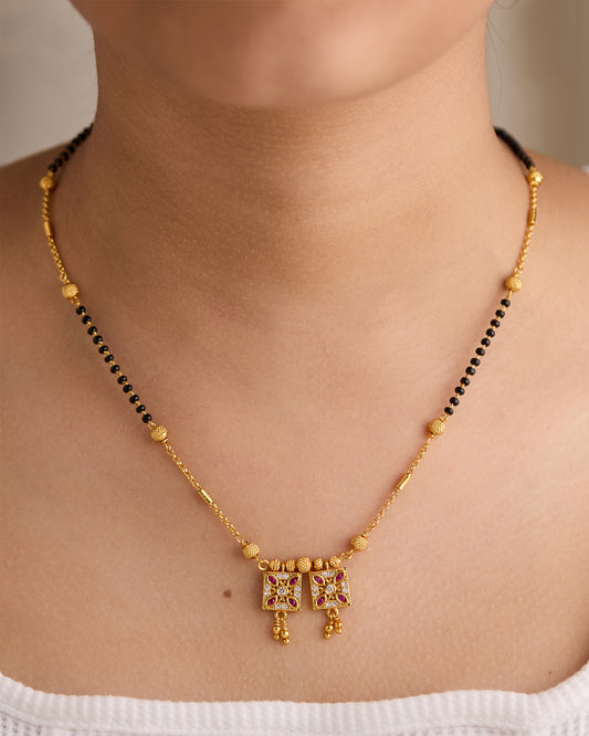 Gold Micro Plated Daily Wear Diamond Managalsutra For Women
