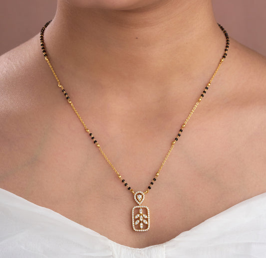 Gold Micro Plated Daily Wear Diamond Mangalsutra For Women