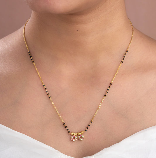 Gold Micro Plated Daily Wear Diamond Mangalsutra For Women