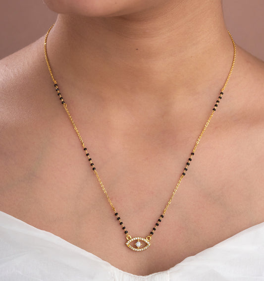 Gold Micro Plated Daily Wear Diamond Mangalsutra For Women