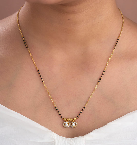 Gold Micro Plated Daily Wear Diamond Mangalsutra For Women