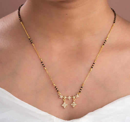 Gold Micro Plated Daily Wear Diamond Mangalsutra For Women