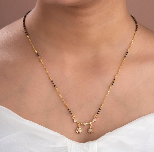 Gold Micro Plated Daily Wear Diamond Managalsutra For Women
