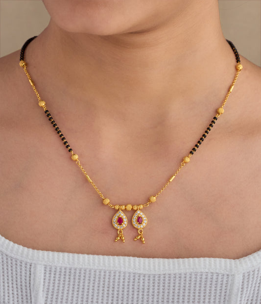 Gold Micro Plated Daily Wear Diamond Mangalsutra For Women