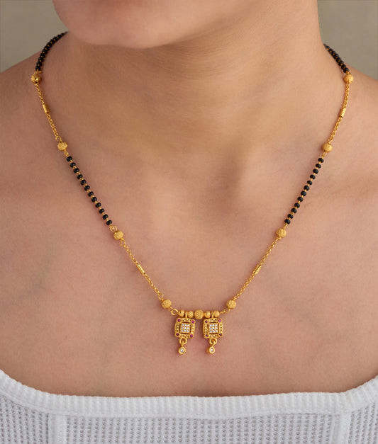 Gold Micro Plated Daily Wear Diamond Mangalsutra For Women