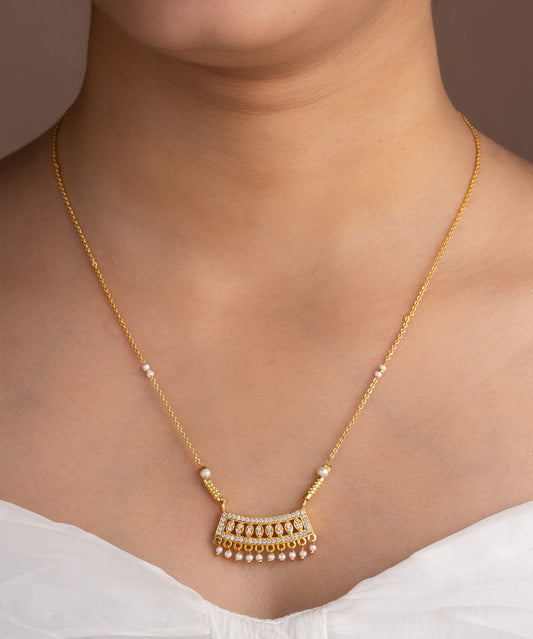 Gold Micro Plated Daily Wear Diamond Mangalsutra For Women