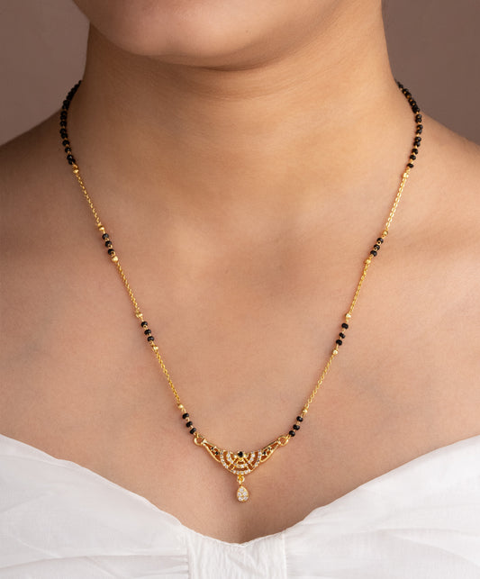 Gold Micro Plated Daily Wear Diamond Mangalsutra For Women