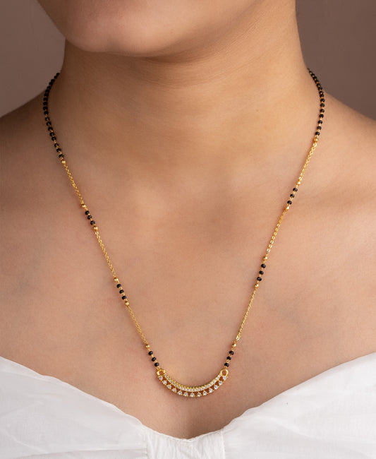 Gold Micro Plated Daily Wear Diamond Mangalsutra For Women