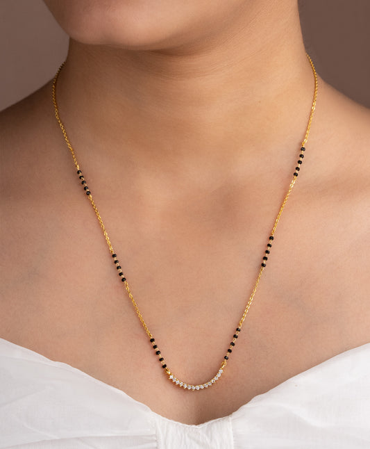 Gold Micro Plated Daily Wear Diamond Mangalsutra For Women