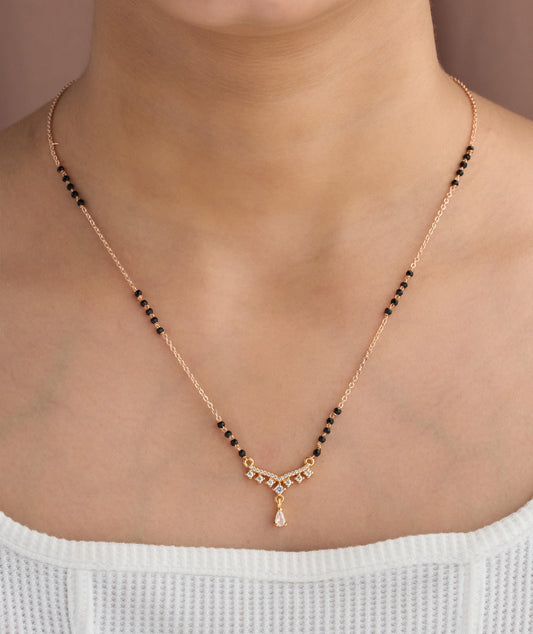 Gold Micro Plated Daily Wear Diamond Mangalsutra For Women