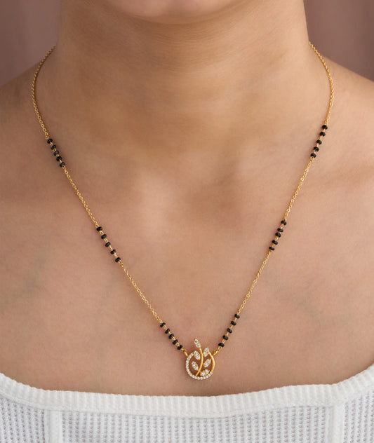 Gold Micro Plated Daily Wear Diamond Mangalsutra For Women