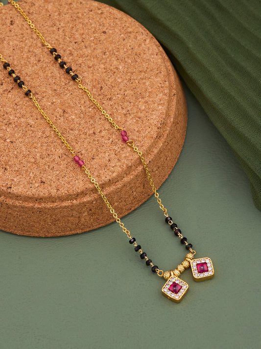 Gold Micro Plated Dialy Wear Diamond Managalsutra For Women