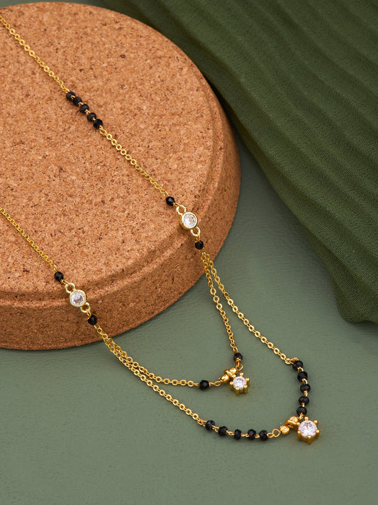 Gold Micro Plated Dialy Wear Diamond Managalsutra For Women