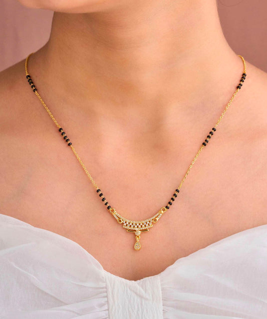 Gold Micro Plated Dialy Wear Diamond Managalsutra For Women