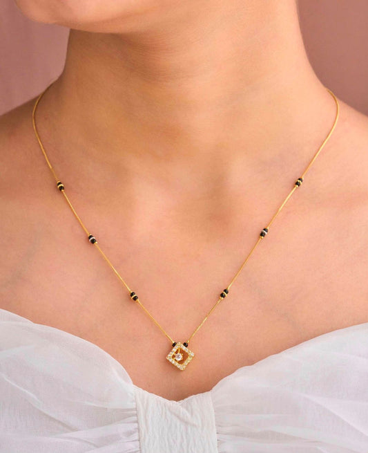 Gold Micro Plated Daily Wear Diamond Mangalsutra For Women
