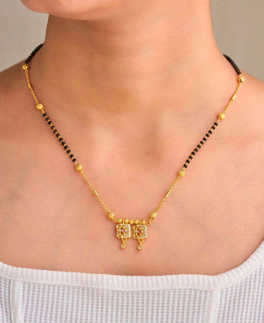 Gold Micro Plated Daily Wear Diamond Mangalsutra For Women