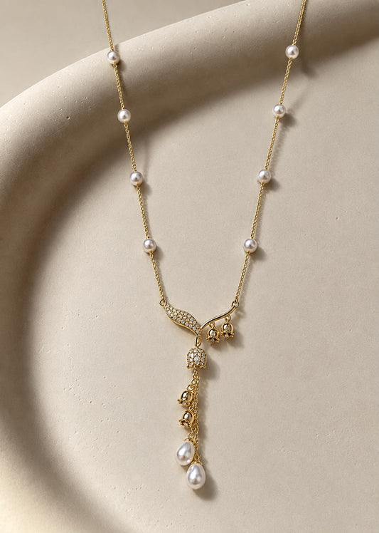 Gold Elegant Designer Traditional Brass necklace For Women