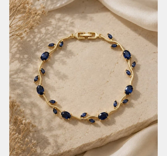 Elegant Ruby & Emerald Leaf Design Bracelet for Women