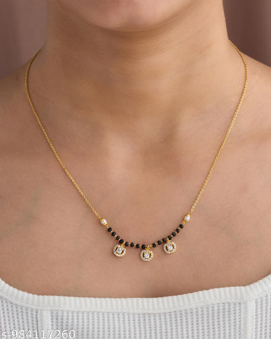 Gold Micro Plated Daily Wear Diamond Mangalsutra For Women